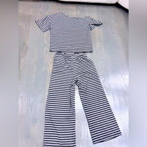Gray & White Striped Two-Piece Lounge Set